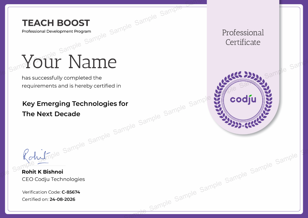 TeachBoost Professional Certificate Sample